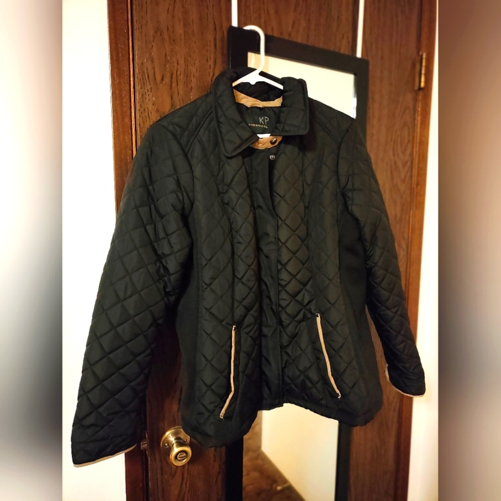 NWOT Black & Gold Lightweight Active Bomber Coat By Weatherproof